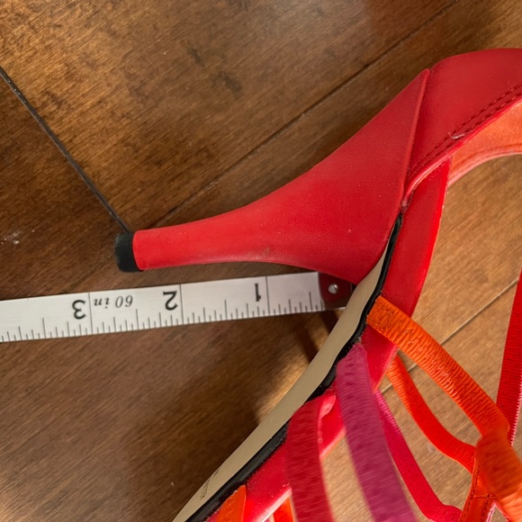 New Apostrophe heels 7.5m red purple orange elastic straps - Picture 5 of 8